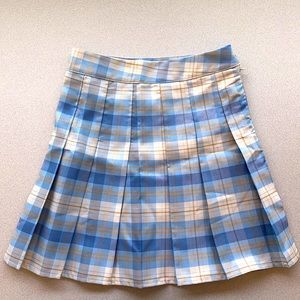 High waist tartan pleated skirt